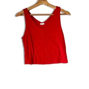 Lime Blue Sleeveless Soft Red Crop-Top